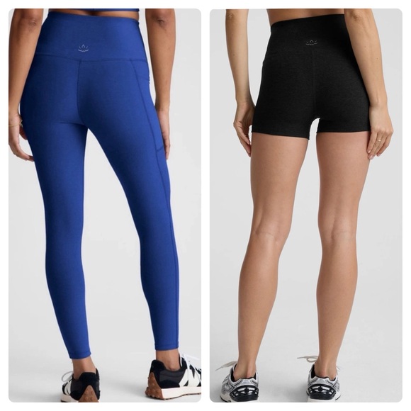 2 Beyond Yoga Women's Sz Small Blue High-Waisted Legging + Space Dye Black Short - Picture 2 of 14